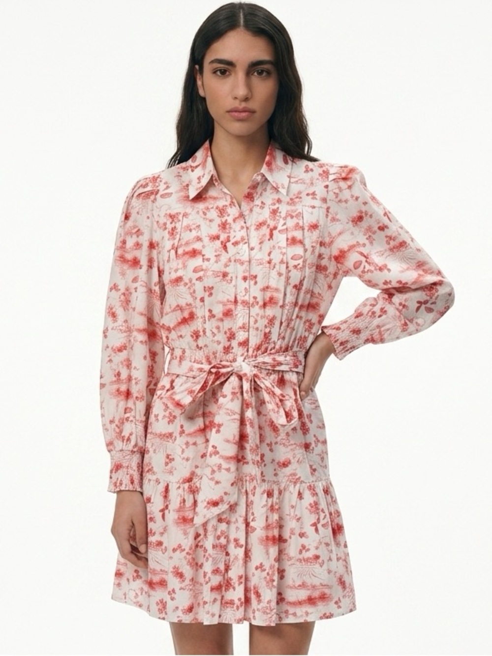 SINCERELY OURS | NEW Leila Coral Floral Tie-Waist White Dress Women’s Size S